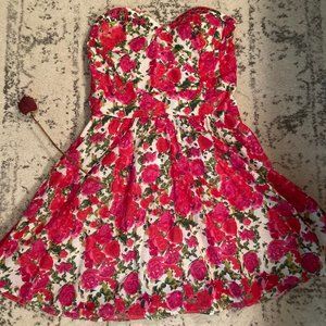 Strapless Floral Spring / Summer Party Dress